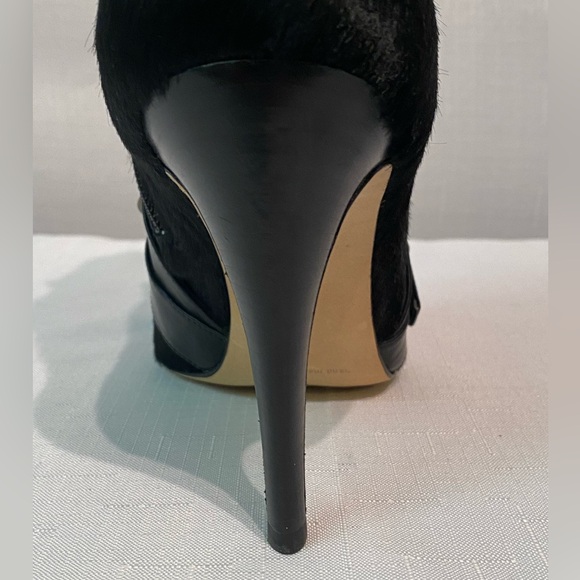 Manolo Blahnik Toapa Studded Mixed Media Ankle Boot Black 8.5B US Dyed Calf Hair - Picture 9 of 16